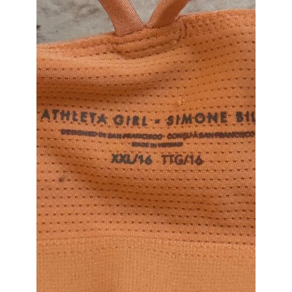 ATHLETA  Girl Simone Tank Top Orange "Because I Can"XXL/16 - Picture 5 of 7